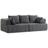 3 Sitzer Sofa, Cloud Sofa Aus Chenille Mit Dicker Federkernpolsterung, Breiter Und Tiefer Sitzfläche, Breiten Armlehnen, Kissen, Grau