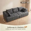 3 Sitzer Sofa, Cloud Sofa Aus Chenille Mit Dicker Federkernpolsterung, Breiter Und Tiefer Sitzfläche, Breiten Armlehnen, Kissen, Grau