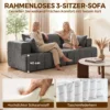 3 Sitzer Sofa, Cloud Sofa Aus Chenille Mit Dicker Federkernpolsterung, Breiter Und Tiefer Sitzfläche, Breiten Armlehnen, Kissen, Grau
