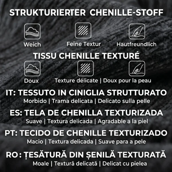 3 Sitzer Sofa, Cloud Sofa Aus Chenille Mit Dicker Federkernpolsterung, Breiter Und Tiefer Sitzfläche, Breiten Armlehnen, Kissen, Grau