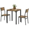 3 teilige Essgruppe, Esstisch Set, 1 Tisch, 2 Stühle, MDF+Metall, Braun