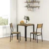3 teilige Essgruppe, Esstisch Set, 1 Tisch, 2 Stühle, MDF+Metall, Braun