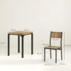 3 teilige Essgruppe, Esstisch Set, 1 Tisch, 2 Stühle, MDF+Metall, Braun