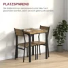 3 teilige Essgruppe, Esstisch Set, 1 Tisch, 2 Stühle, MDF+Metall, Braun