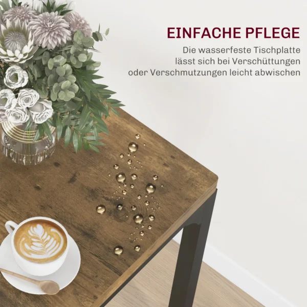 3 teilige Essgruppe, Esstisch Set, 1 Tisch, 2 Stühle, MDF+Metall, Braun