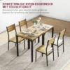 3 teilige Essgruppe, Esstisch Set, 1 Tisch, 2 Stühle, MDF+Metall, Braun