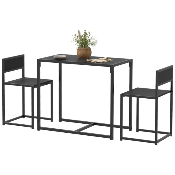 3 teiliges Bartisch Set Hochtisch Set 3 teilig, 2 Stühle, 1 Tisch, 90 Cm X 47 Cm X 76 Cm, Schwarz