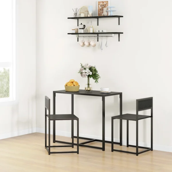 3 teiliges Bartisch Set Hochtisch Set 3 teilig, 2 Stühle, 1 Tisch, 90 Cm X 47 Cm X 76 Cm, Schwarz