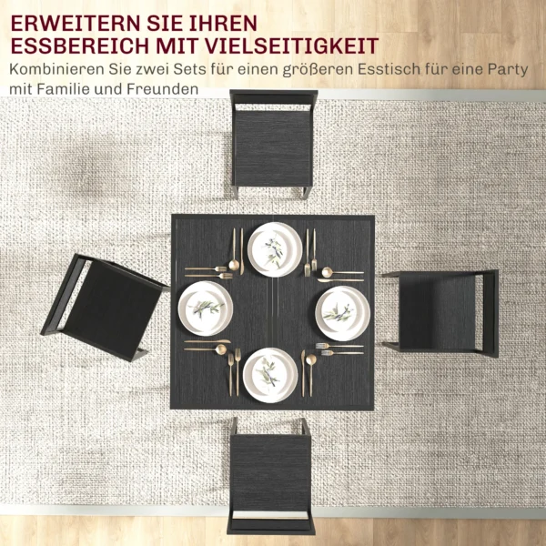 3 teiliges Bartisch Set Hochtisch Set 3 teilig, 2 Stühle, 1 Tisch, 90 Cm X 47 Cm X 76 Cm, Schwarz