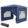 3 X 3 M Pavillon Mit 4 Seitenwänden, Fenster, Festzelt Mit UV Schutz, Gartenzelt Inkl. Tragetasche, Stahl, Blau