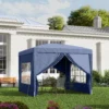 3 X 3 M Pavillon Mit 4 Seitenwänden, Fenster, Festzelt Mit UV Schutz, Gartenzelt Inkl. Tragetasche, Stahl, Blau