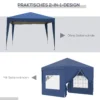 3 X 3 M Pavillon Mit 4 Seitenwänden, Fenster, Festzelt Mit UV Schutz, Gartenzelt Inkl. Tragetasche, Stahl, Blau