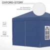 3 X 3 M Pavillon Mit 4 Seitenwänden, Fenster, Festzelt Mit UV Schutz, Gartenzelt Inkl. Tragetasche, Stahl, Blau