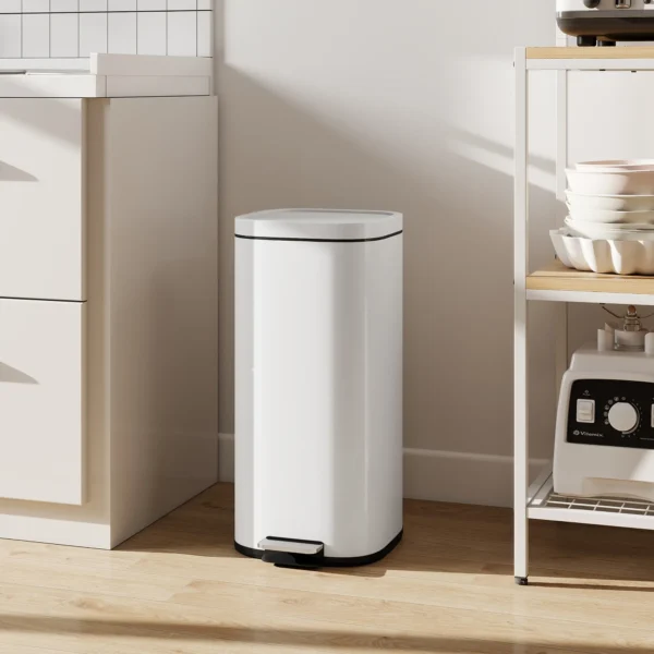 30L Küchenmülleimer Pedaleimer Mit Deckel, Soft Close Und Offenhalte Funktion Für Küche, Zuhause