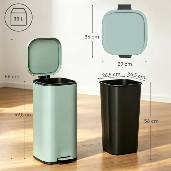 30L Küchenmülleimer Pedaleimer Mit Deckel, Soft Close Und Offenhalte Funktion Für Küche, Zuhause