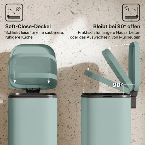 30L Küchenmülleimer Pedaleimer Mit Deckel, Soft Close Und Offenhalte Funktion Für Küche, Zuhause
