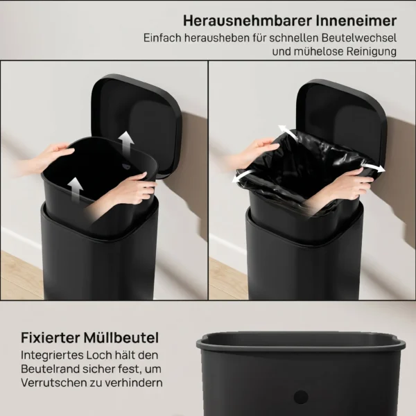 30L Küchenmülleimer Pedaleimer Mit Deckel, Soft Close Und Offenhalte Funktion Für Küche, Zuhause