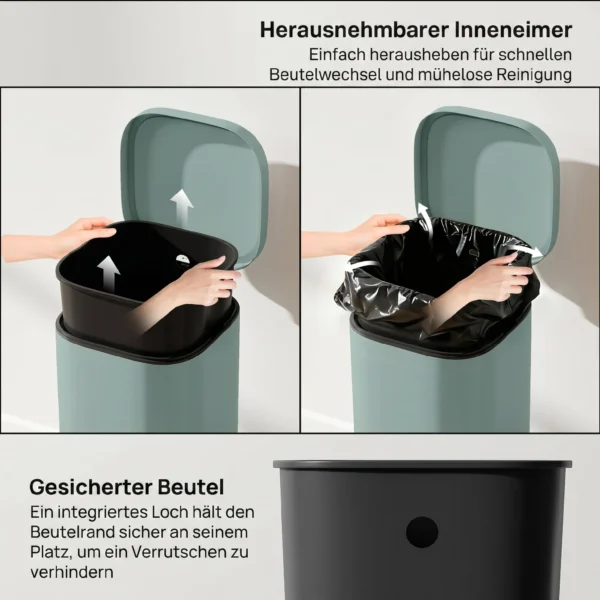 30L Küchenmülleimer Pedaleimer Mit Deckel, Soft Close Und Offenhalte Funktion Für Küche, Zuhause