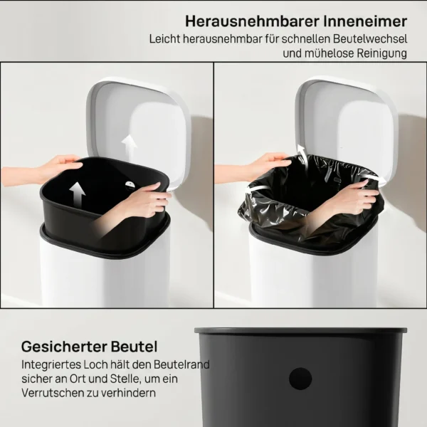 30L Küchenmülleimer Pedaleimer Mit Deckel, Soft Close Und Offenhalte Funktion Für Küche, Zuhause