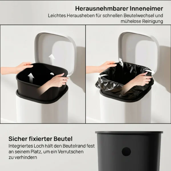 30L Küchenmülleimer Pedaleimer Mit Deckel, Soft Close Und Offenhalte Funktion Für Küche, Zuhause