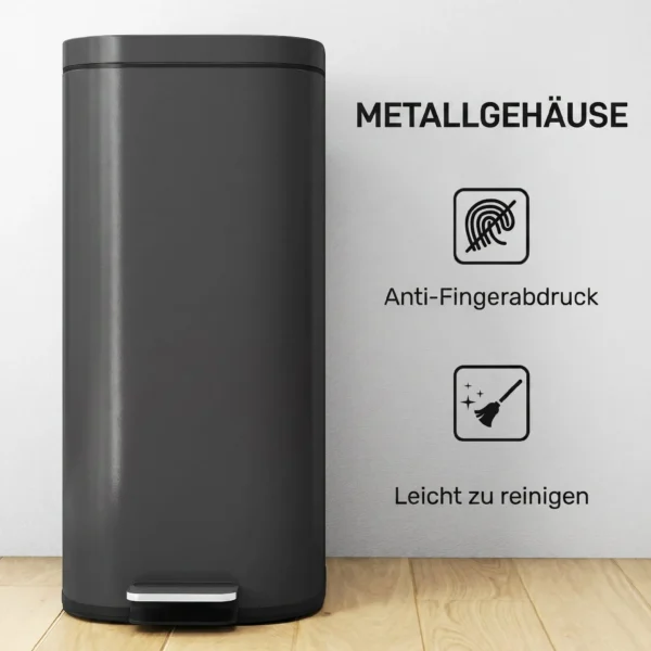 30L Küchenmülleimer Pedaleimer Mit Deckel, Soft Close Und Offenhalte Funktion Für Küche, Zuhause