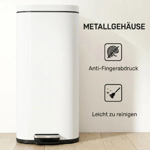 30L Küchenmülleimer Pedaleimer Mit Deckel, Soft Close Und Offenhalte Funktion Für Küche, Zuhause