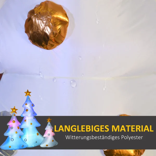 3er Set Aufblasbare Weihnachtsbäume, Inkl. Gebläse, In Und Outdoor, Inkl. Befestigungsmaterial, Weiß+Gold