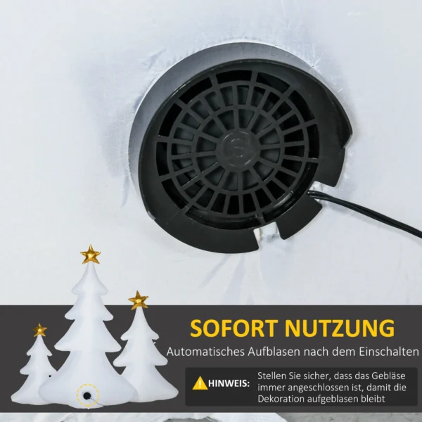 3er Set Aufblasbare Weihnachtsbäume, Inkl. Gebläse, In Und Outdoor, Inkl. Befestigungsmaterial, Weiß+Gold