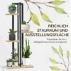 4 Etagen Pflanzenständer, Verstellbarer 110 Cm Hoch Blumenständer Für Innen Außen Holz Schwarz+Naturholz