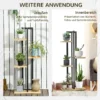 4 Etagen Pflanzenständer, Verstellbarer 110 Cm Hoch Blumenständer Für Innen Außen Holz Schwarz+Naturholz