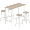 5 teiliges Bartisch Set Für 4 Personen, Industrieller Stehtisch Mit Hockern Für Küche & Esszimmer, Eiche