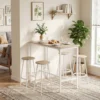 5 teiliges Bartisch Set Für 4 Personen, Industrieller Stehtisch Mit Hockern Für Küche & Esszimmer, Eiche