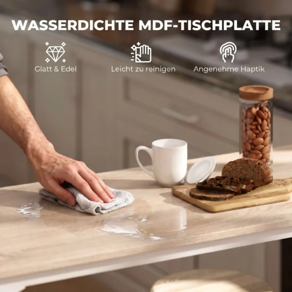 5 teiliges Bartisch Set Für 4 Personen, Industrieller Stehtisch Mit Hockern Für Küche & Esszimmer, Eiche
