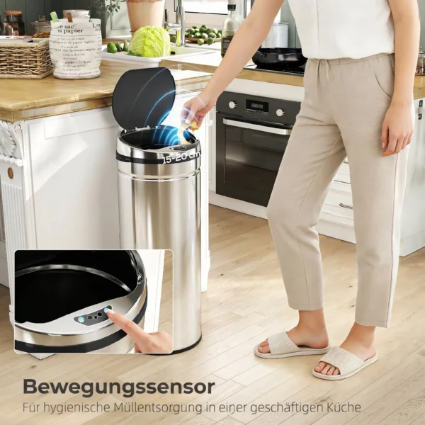 50 L Sensor Mülleimer, Automatischer Abfalleimer, Rostfreier Kücheneimer Mit Infrarotsensor, Für Küche, Esszimmer