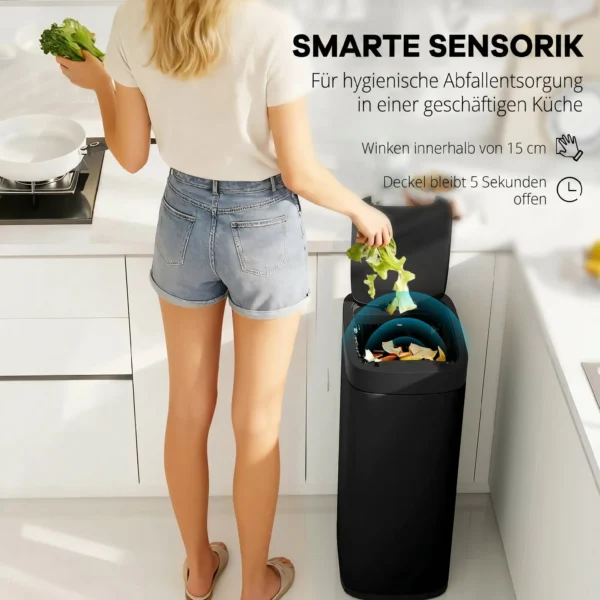50L Sensor Mülleimer, Berührungslos Küchenmülleimer Mit Bewegungssensor, Fingerabdruckresistent