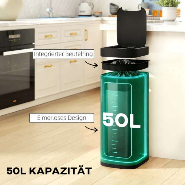 50L Sensor Mülleimer, Berührungslos Küchenmülleimer Mit Bewegungssensor, Fingerabdruckresistent
