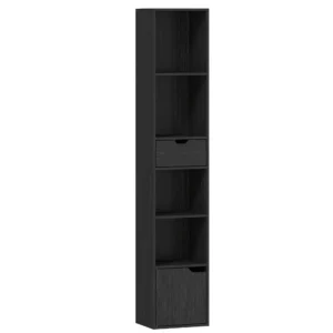 6 Fach Bücherregal Mit Schublade Und Verstellbarem Fach, Freistehender Aufbewahrungsschrank, 30 X 24 X 158 Cm, Schwarz