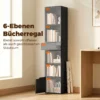 6 Fach Bücherregal Mit Schublade Und Verstellbarem Fach, Freistehender Aufbewahrungsschrank, 30 X 24 X 158 Cm, Schwarz
