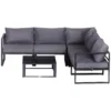6 tlg. Gartengarnitur Gartenset Gartensofaset Sitzgruppe Gartenmöbel Alu+ Polyester + Hartglas Grau 4 X Sessel 1 X Ecksofa 1 X Beistelltisch Kissen Für 4–5 Personen