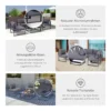 6 tlg. Gartengarnitur Gartenset Gartensofaset Sitzgruppe Gartenmöbel Alu+ Polyester + Hartglas Grau 4 X Sessel 1 X Ecksofa 1 X Beistelltisch Kissen Für 4–5 Personen