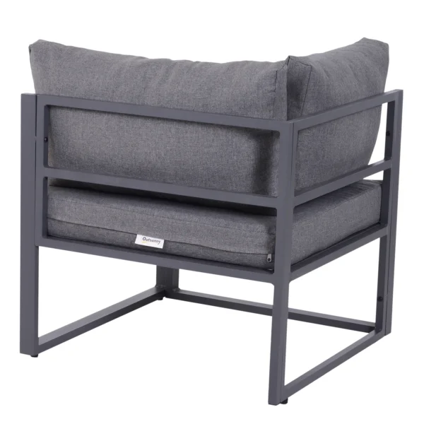6 tlg. Gartengarnitur Gartenset Gartensofaset Sitzgruppe Gartenmöbel Alu+ Polyester + Hartglas Grau 4 X Sessel 1 X Ecksofa 1 X Beistelltisch Kissen Für 4–5 Personen