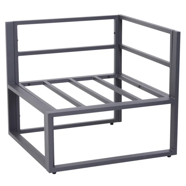 6 tlg. Gartengarnitur Gartenset Gartensofaset Sitzgruppe Gartenmöbel Alu+ Polyester + Hartglas Grau 4 X Sessel 1 X Ecksofa 1 X Beistelltisch Kissen Für 4–5 Personen