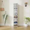 8 stufiges Schuhregal, Schuhschrank, Faltbar, Belüftete Rückseite, Kunststoff, Weiß