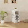 8 stufiges Schuhregal, Schuhschrank, Faltbar, Belüftete Rückseite, Kunststoff, Weiß