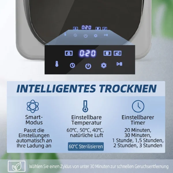Ablufttrockner 4 Kg Mit Smart Modus, 800 W Kompakttrockner Mit Edelstahltrommel, Silber