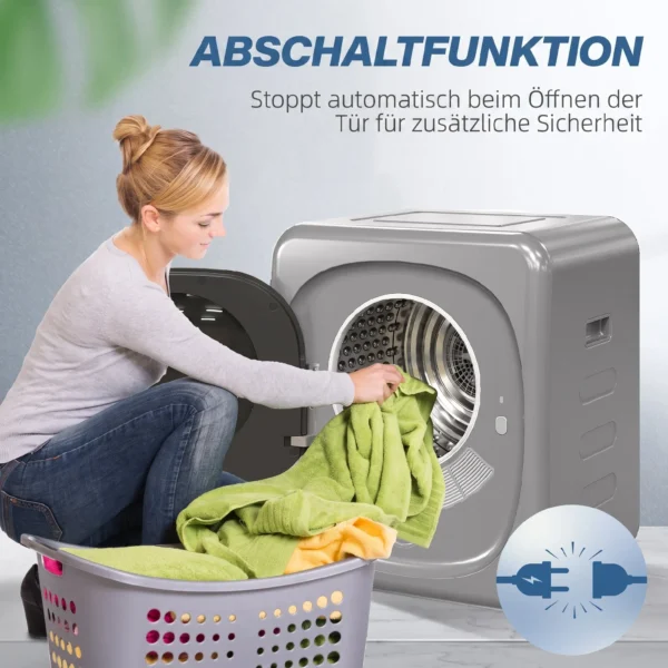 Ablufttrockner 4 Kg Mit Smart Modus, 800 W Kompakttrockner Mit Edelstahltrommel, Silber