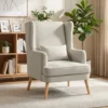 Akzentstuhl, Sessel Mit Leinen Optik, Hoher Rückenlehne, Breitem Sitz, Lendenkissen, Beige
