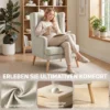 Akzentstuhl, Sessel Mit Leinen Optik, Hoher Rückenlehne, Breitem Sitz, Lendenkissen, Beige