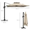 Ampelschirm Sonnenschirm, Wetterbeständig, 1 Handkurbel, 2,94 X 2,94 X 2,7 M, Khaki
