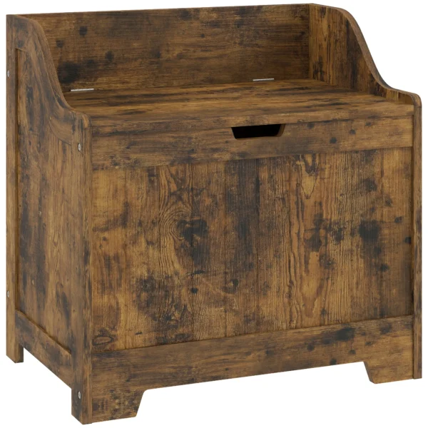 Aufbewahrungstruhe Mit Sicherheits Scharnier, Holztruhe Mit Griffmulde Für Wohnzimmer & Flur, Rustikal Braun